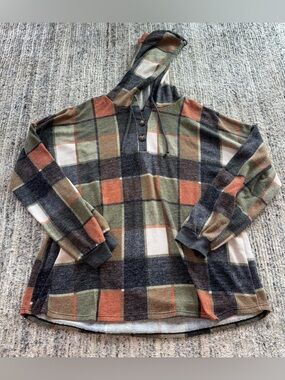 HEIMISH USA Plaid Hooded Crewneck Sweater - Olive, Rust, Cream & Charcoal